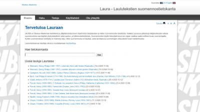 Kuvakaappaus Laura-tietokannan etusivusta.